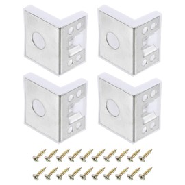 sourcing map 4 Pcs 90 Degree Plastic Corner Braces, 43x50x33mm Shelf Right Angle Brackets with Screws for Cabinets Cupboards, White