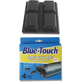 Blue Touch Roach Glue Traps, Non-Toxic and Pesticide Free (16-Traps,4-Pack) (Blue)