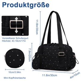 LEDAOU Mini Sports Bag for Women, Small Padded Gym Bag with Wet Compartment and Coin Pocket, Lightweight Gym Bag for Yoga, Workout, Dance & Fitness, White Wave Point, One size, Bag