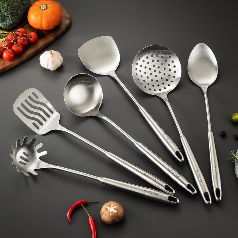MAXCOOK Cooking Utensils set, 18/8 Stainless Steel Kitchen Utensils set,