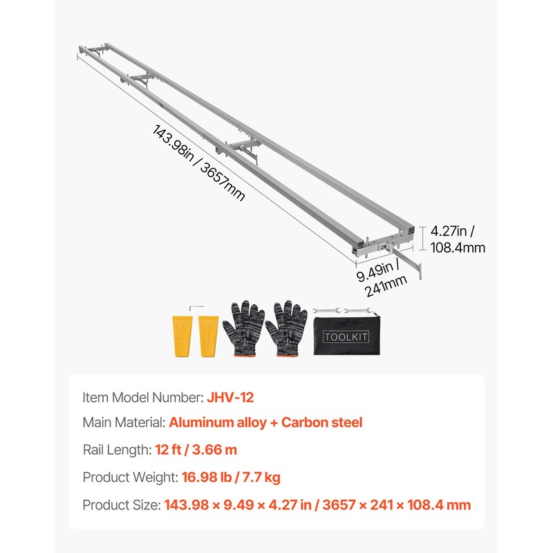 VEVOR Rail Mill Guide System, 12 ft 4 Crossbar Chainsaw