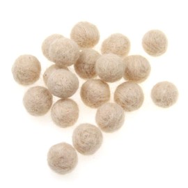 Zasy Needle Felt Balls Pure Wool Beads Felted Wool Balls 15mm Handmade DIY Crafts 20pcs (Beige)