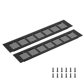 sourcing map Rectangle Ventilation Grille, Aluminum Alloy Mesh Air Vent Cover Louvered Ventilation Cover with Mounting Screws for Cabinet Shoe Closet (300x60mm/12"x2", Black)