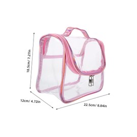 FRCOLOR Transparent PVC Makeup Bag Lightweight Travel Toiletry Carrier for Women and Stylish Design Spacious Interior for All Essentials for Travel and Everyday Use