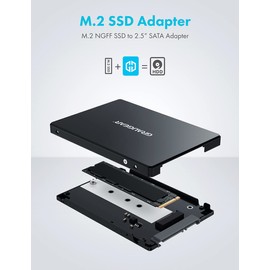 GRAUGEAR Aluminium M.2 SATA SSD Converter for B-Key M.2 NGFF to 2.5 Inch SATA, 2.5 Inch Design, 7 mm Installation Height, Supports SSD Lengths 2230/2242/2260/2280