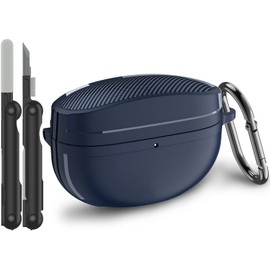 GRTHTATI TPU Case for Sony WF-1000XM5 (2023) Protective Cover Hard Shell Shockproof Case with Metal Carabiner and Foldable Cleaner Kit (Blue)