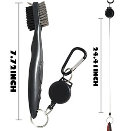 2 Pack Golf Club Brush and Club Groove Cleaning Brush Nylon Steel Wire Double-Sided Golf Cleaning Brush, This is a Must-Have Golf Accessory for Golf Enthusiasts (Red + Black)