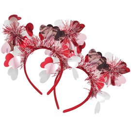 Festicreamy - Accesorios para diadema de corazón para mujeres y niñas, 2 piezas, accesorios para el cabello, accesorios para el cabello, lentejuelas rojas, amor para cumpleaños, despedida de soltera,