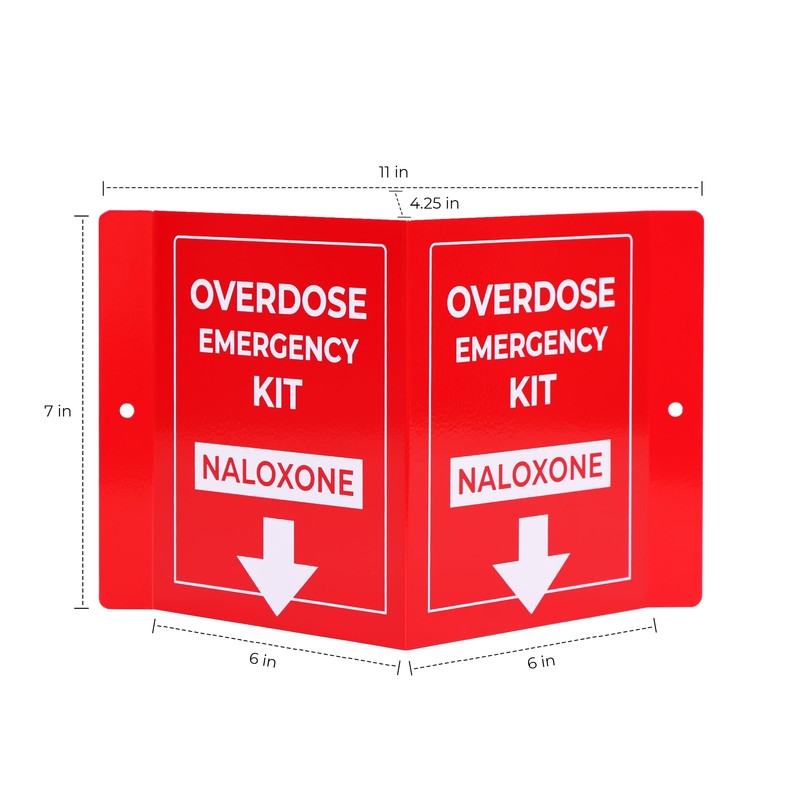 Overdose Emergency Kit Naloxone 3D Sign | Red