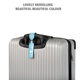 Veki Pack of 4 Waterproof PVC Suitcase Tags, Luggage Tags with Name Plate, Address Tag, Suitcase Handbag Labels, Cruise Suitcase Tags for Travel Bags, Suitcases, Backpacks (Blue)