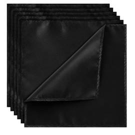 Pocket Squares for Men, 6 Pcs Black Handkerchief Solid Silk Hankies for Men Suit Party Daily Christmas Father's Day Gifts