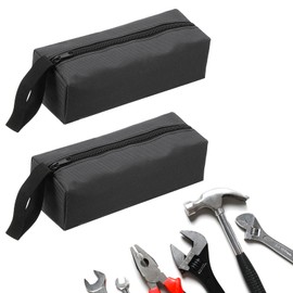 sourcing map 2pcs Zipper Utility Tool Bag 9.8x3.3x2.8 Inch Multi-purpose Oxford Cloth Tote Tool Pouch Small Organize Bags for Storage Tools, Black