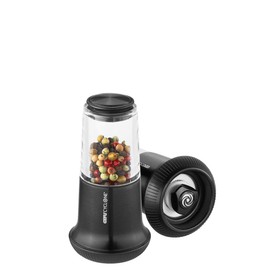 GEFU X-PLOSION S Salt / Pepper Mill, Spice Mill for Salt or Pepper, Ceramic Grinder, Glass, Black