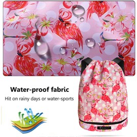 Risefit Drawstring Bags Swimming Bag for Kids Adults Waterproof String Bag Drawstring Gym Bag Beach Bags with Wide Straps Boys Girls