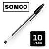 SOMCO - Pack Of 10 Black Biro Ballpoint Pens -