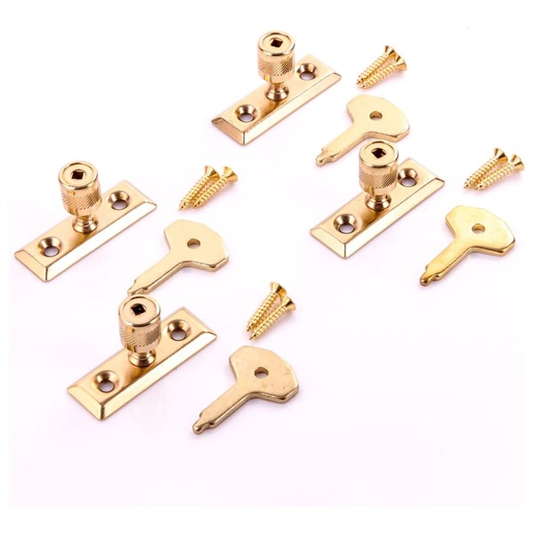 Brass Plated Window Stays with Keys Locking Casement Window Stay