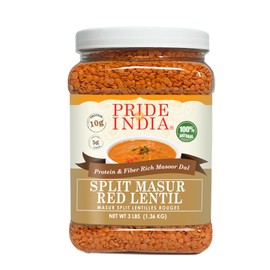 Pride Of India - Indian Split Masur Red Lentils - Protein & Fiber Rich Masoor Dal, 3.0 Pound Jar