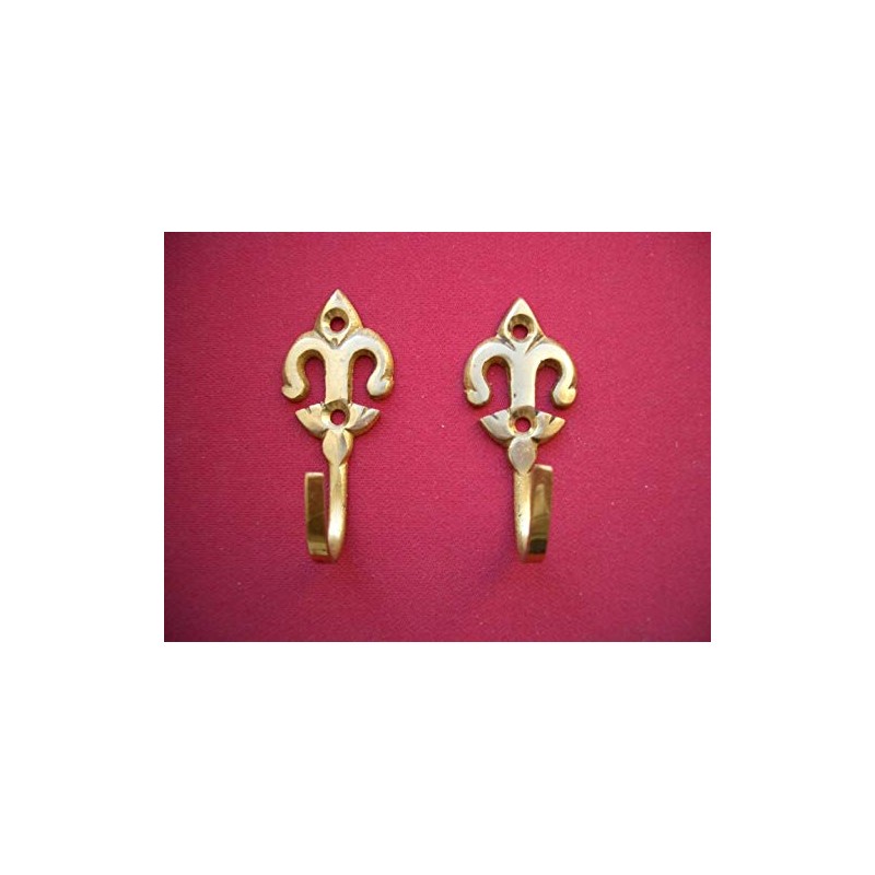 Brass Fleur De Lys Curtain Tie Back Hold Back Hooks