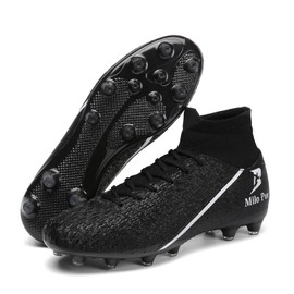 Adult Unisex Soccer Cleats - High-Performance FG Soccer Shoes with Anti-Slip, Breathable Design, Superior Comfort, Excellent Fit, Strong Grip, and Durability for Men and Women, BLACK, 43 EU