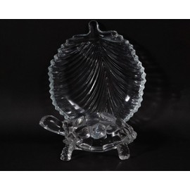HOME GENIE Crystal Turtle Tortoise with Plate for Feng Shui and Vastu | Good Luck Showpiece for Home, Office, Hotel | Fengshui Vastu Set for Good Luck - Pack of 1 (Leaf)