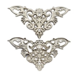 Aifeier ET Furniture Decorative Edge Cover Antique Metal Carved Corner Protector for Jewelry Box,Album,Book,Cabinet,Desk etc. 12pcs Silver