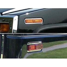 QAA is Compatible with 2003-2007 Hummer H2 4 Piece Stainless Marker Light Trim, Ring Set HV43024