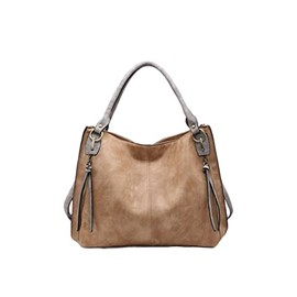 JEN & CO. Connar Distressed Large Leather Tote Bag for Women, Tan - Vegan Leather Purse Tote Bag, Adjustable Shoulder Strap