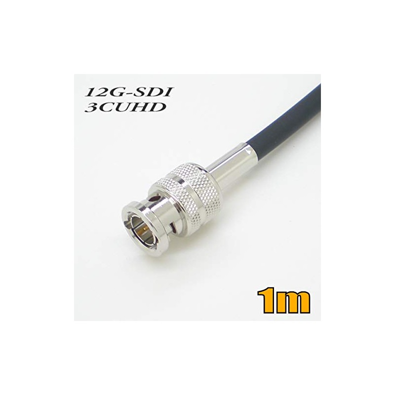 3CUHD Fixed Wiring, 12G/3G/HD-SDI Coaxial Cable with BNC, Black, Single