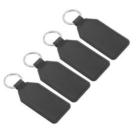 PATIKIL Sublimation Keychain Blanks, 4 Pack PU Leather Keychain Blanks Key Fob with Rings for DIY Keyring Car Home Keys, Black