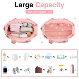 KUBYA Diaper Bag Tote, Puffer Quilted Baby Diaper Tote Bags Crossbody Hospital Bag Travel Large Mommy Bag, with Silicone Pacifier Case