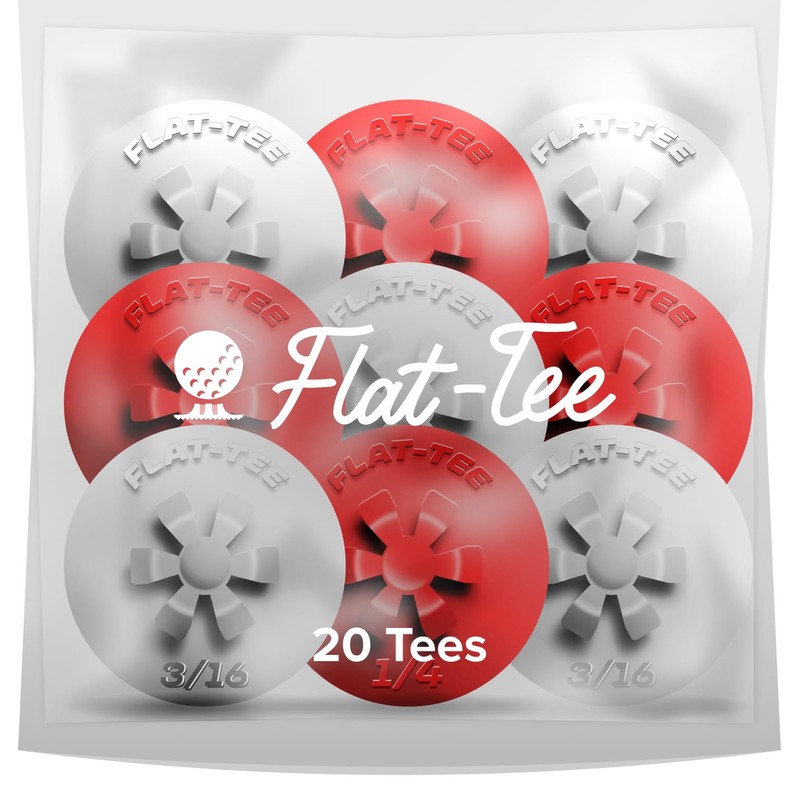 Flat-Tee Golf Tee (1/4" & 3/16" (4.76mm & 6.35mm), Red/White/Blue)