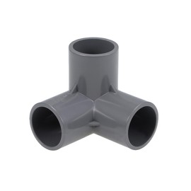 uxcell 3-Way Elbow PVC Pipe Fitting Furniture Grade 25mm Size Tee Corner Fittings Gray 2Pcs