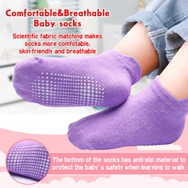 HYzgb Toddler Girls Non Slip Grips Socks 3-5 Years 12 Pairs Cotton Baby Ankle Socks for Girls Birthday Gift for Baby All Seasons Wearing Assorted Colors