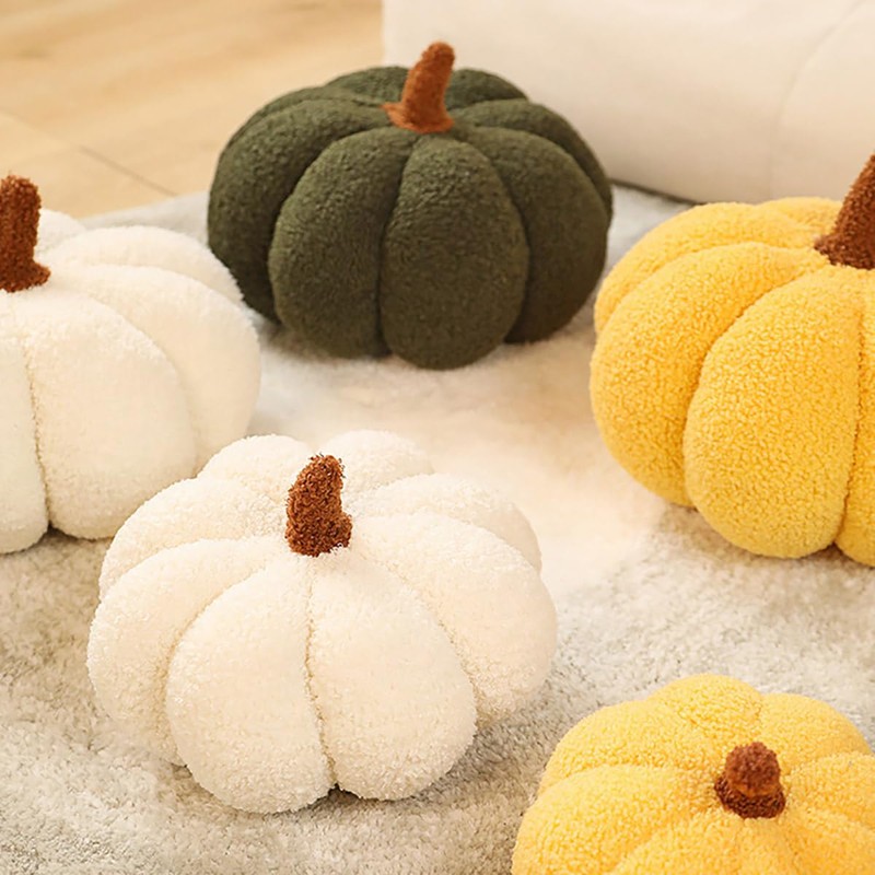 AIMALL Pumpkin Shaped Plush Cushion, 9.05 Inch Wide Colourful Home