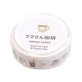 Papiaplatz Masking Tape Okawarimasute Kumasan Coffee 72-004
