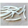 100pcs Curved Noodle Tube Spacer Beads 25mm Sterling Silver Plated