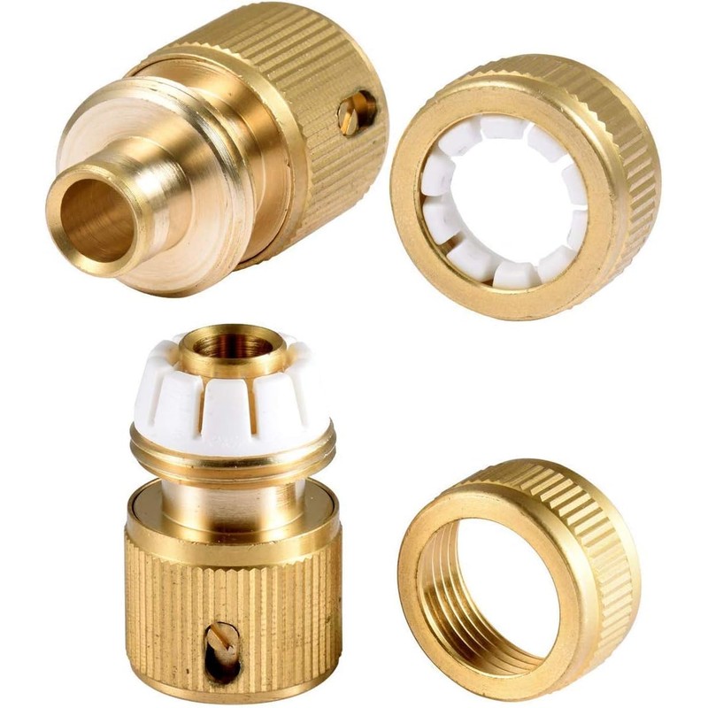 Uni-Fine 2 Pieces 1/2 Inch Garden Hose Quick Connector Brass