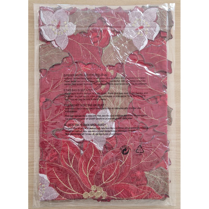 Christmas Winter Poinsettie Poinsettie Embroidery Polyester Tablecloth Approx. 85 x