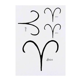 4 x 'Aries Zodiac Symbol' Temporary Tattoos - Water Resistant, Skin-Safe, Non-Toxic Transfers, Mixed Sizes (TO00068496)