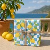 Lemon Checkered Birthday Wrapping Paper – Blue Gingham Design Gift