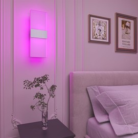 LAMPAOUS LED Wall Lights Plug in Wall Sconces Works with Alexa,Smart APP,Remote Control Wall Lamps,Hardwired Wall Lighting Fixture Color Changing Wall Mount Light for Bedroom,Livingroom,Corner,1pcs