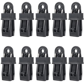 Tent Clips, Tent Fixing Clips, Plastic, Alligator Type, Tarp Clips, Strong Fixing, Windproof, Tarp Clips, For Outdoor Camping, Tent Tarps, Easy to Install, Easy to Carry, Pack of 10, Black