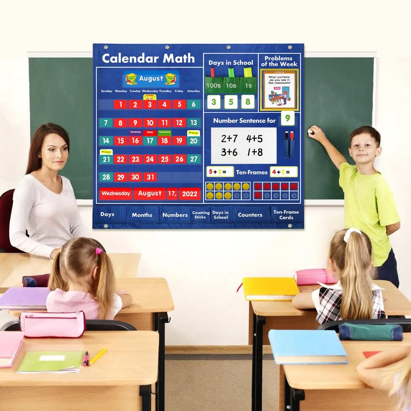 BOHEMIABY Circle Time Learning Center Classroom Pocket Chart Preschool, Educational