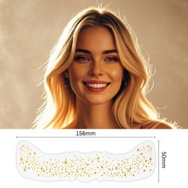 6 PCS Glitter Freckles Face Tattoo, Gold Face Makeup Speckles Patches, Waterproof Sweatproof Face Glitter Speckles Patches for Women (Gold Glitter Freckles-A)