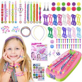 HOVIBU Make Your Own Friendship Bracelets, Friendship Bracelets Craft Set for Girls Age 6-12, DIY Arts and Crafts with 30 Threads, Christmas Gifts, Burst Day Gifts for Children