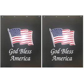 Denco God Bless America 24" x 30" Black Heavy Duty Semi Truck Mud Flaps - Set of 2