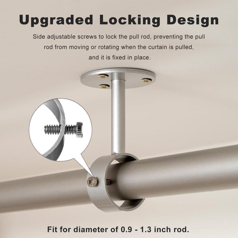 Silver Ceiling Curtain Rod Brackets - 2 Pack, Ceiling Mounted
