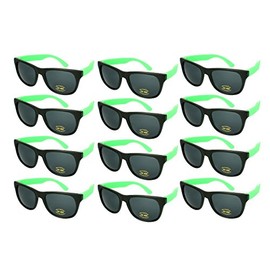 Edge I-Wear 12 Pack School Kids Neon Sunglasses UV400 Protection, for Boys and Girls for 80’s Style Party Sunglasses Party Favors 9402R/GN-12