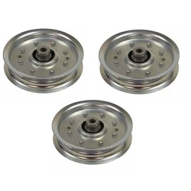 Technology Parts Store 3PK Heavy Duty Flat Idler Pulley Silver D18314, TCA22982 Compatible with John Deere Self-propelled Walk-Behind mowers and 20", 24" and 32" Snow Blower attachments