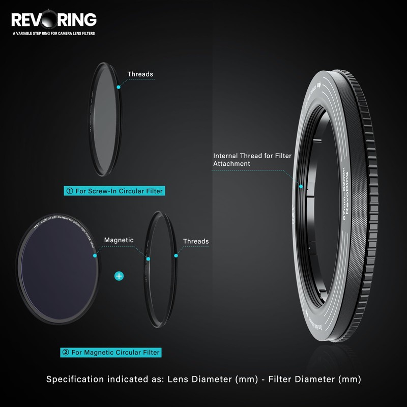 H&Y Step Up Rings for Filters Adapter Variable Step Up